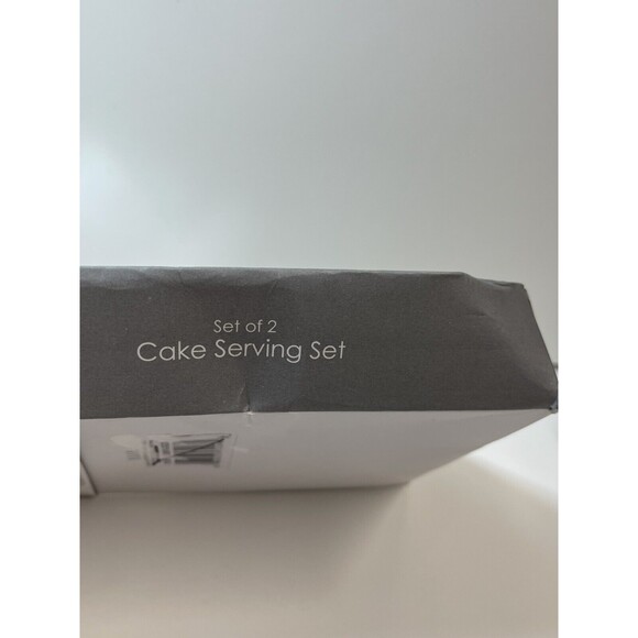 Elle Decor Set If 2 Cake White Gold Decorative Handle Serving Set New (Sm Flaw) - Picture 6 of 8